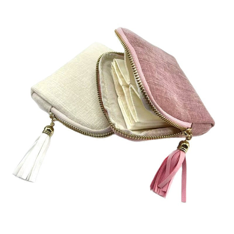 Portable Tassel Zipper Jewelry Bag