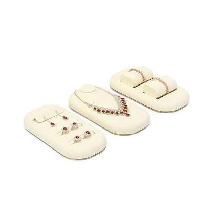 Oval Jewelry Display Tray with Metal Base for Necklaces, Rings & Bracelets