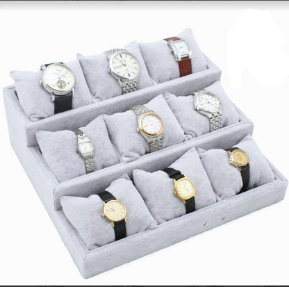 Ice Flower Velvet Small Pillow Plate 12-grid Stall Bracelet Bracelet String Storage Box Stall Props Jewelry Watch Display Plate