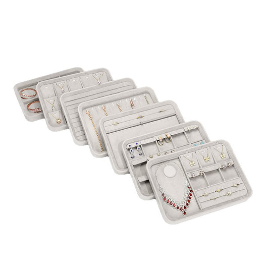 Gray Jewelry Display Tray with Lid for Necklaces, Bracelets & Earrings