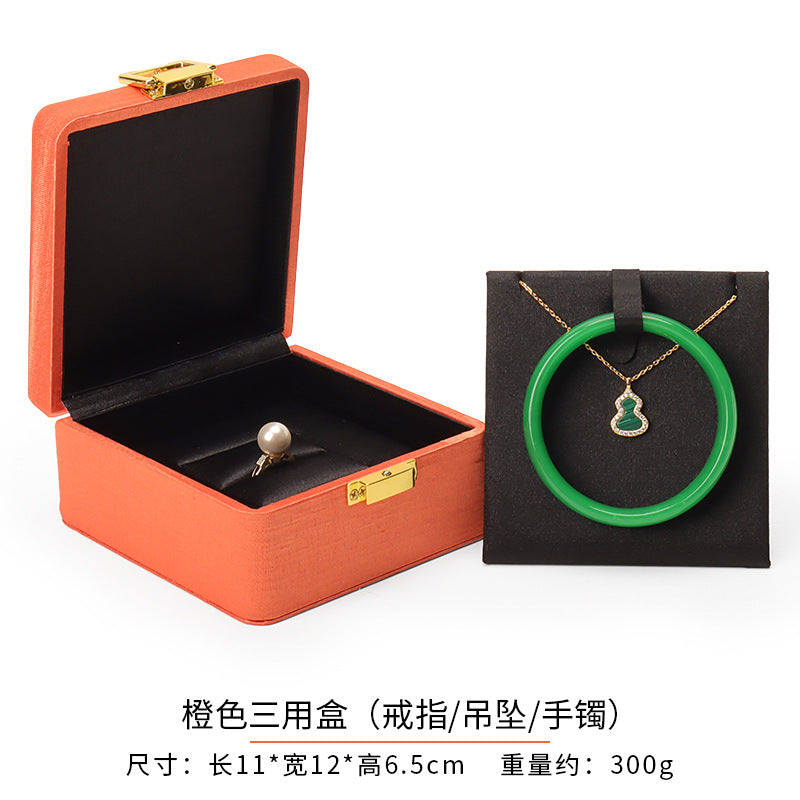 Metal Buckle Black Tess Cloth Box Ring Earrings Necklace Set Box Jewelry Storage Jewelry Box Gift Packaging Box
