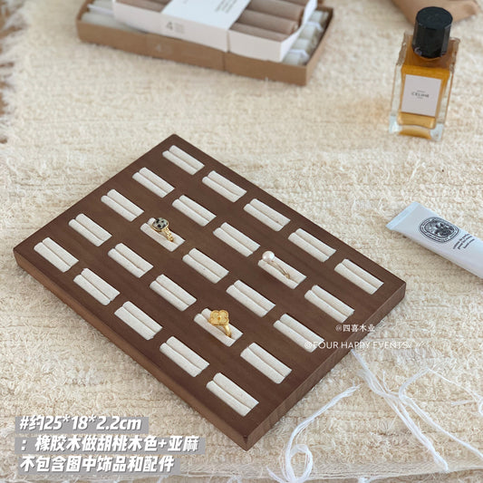 Custom Walnut Wood Ring Display Trays with 25 Slots