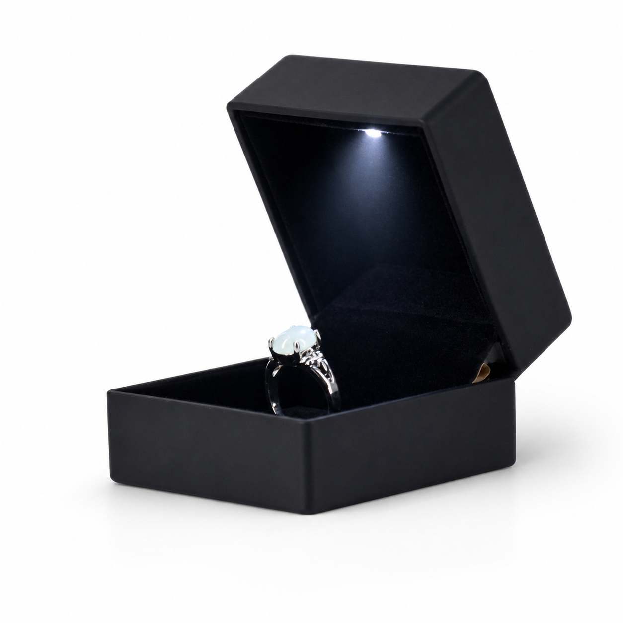 Black Plastic LED Ring Box with Velvet Interior – Jeweller Buy