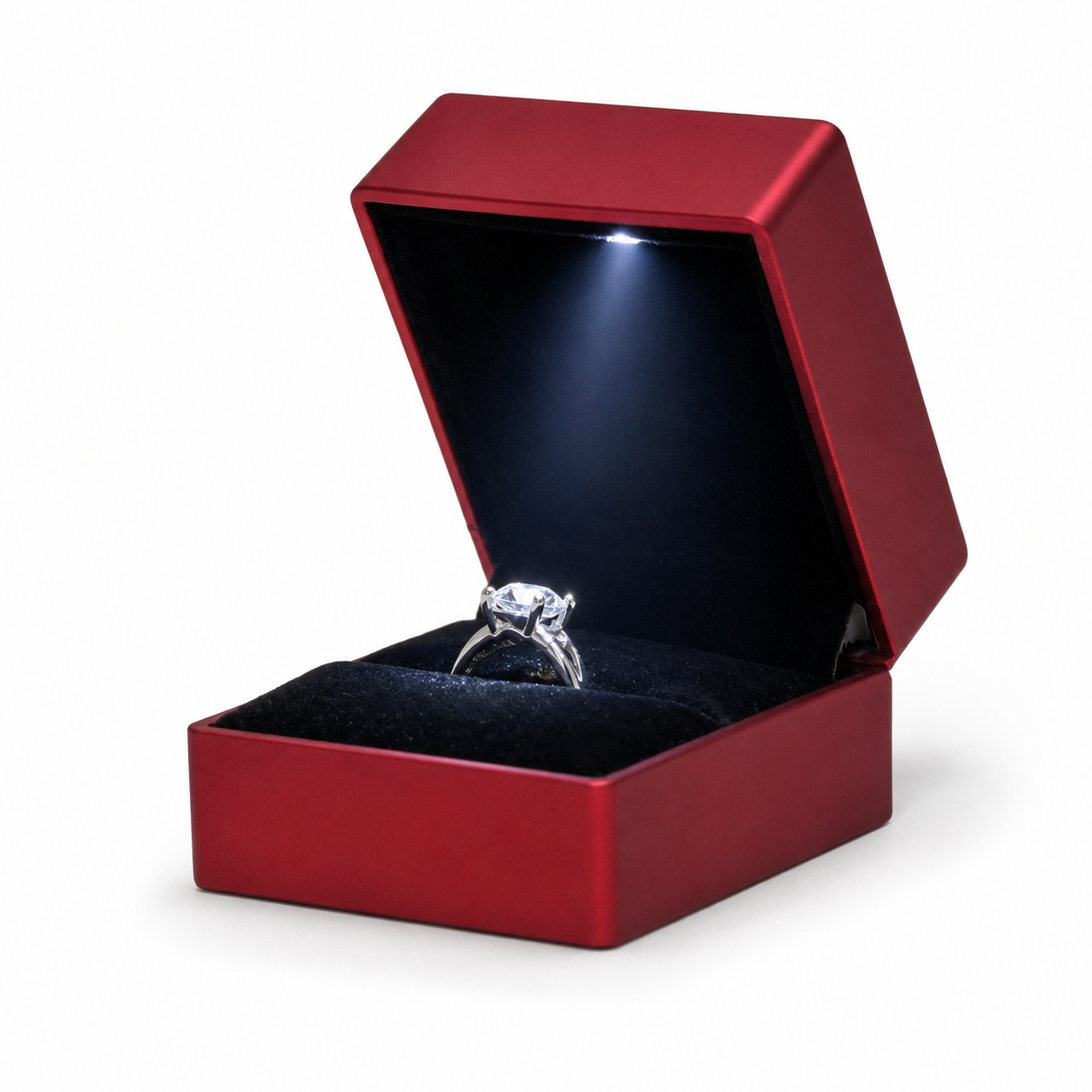 Red Proposal Ring Box with LED Light and Black Velvet Interior – Jeweller Buy