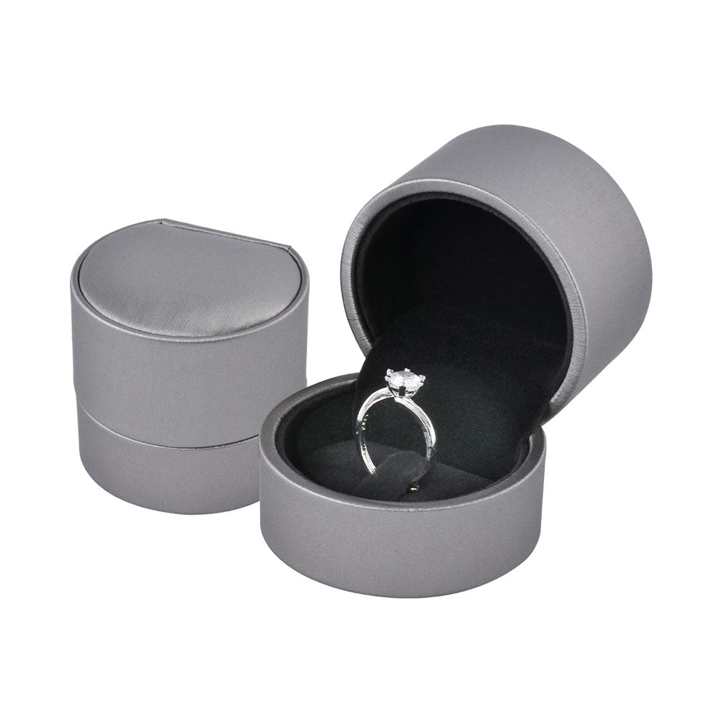 Cajas para anillos de PU gris, precio por 12 piezas