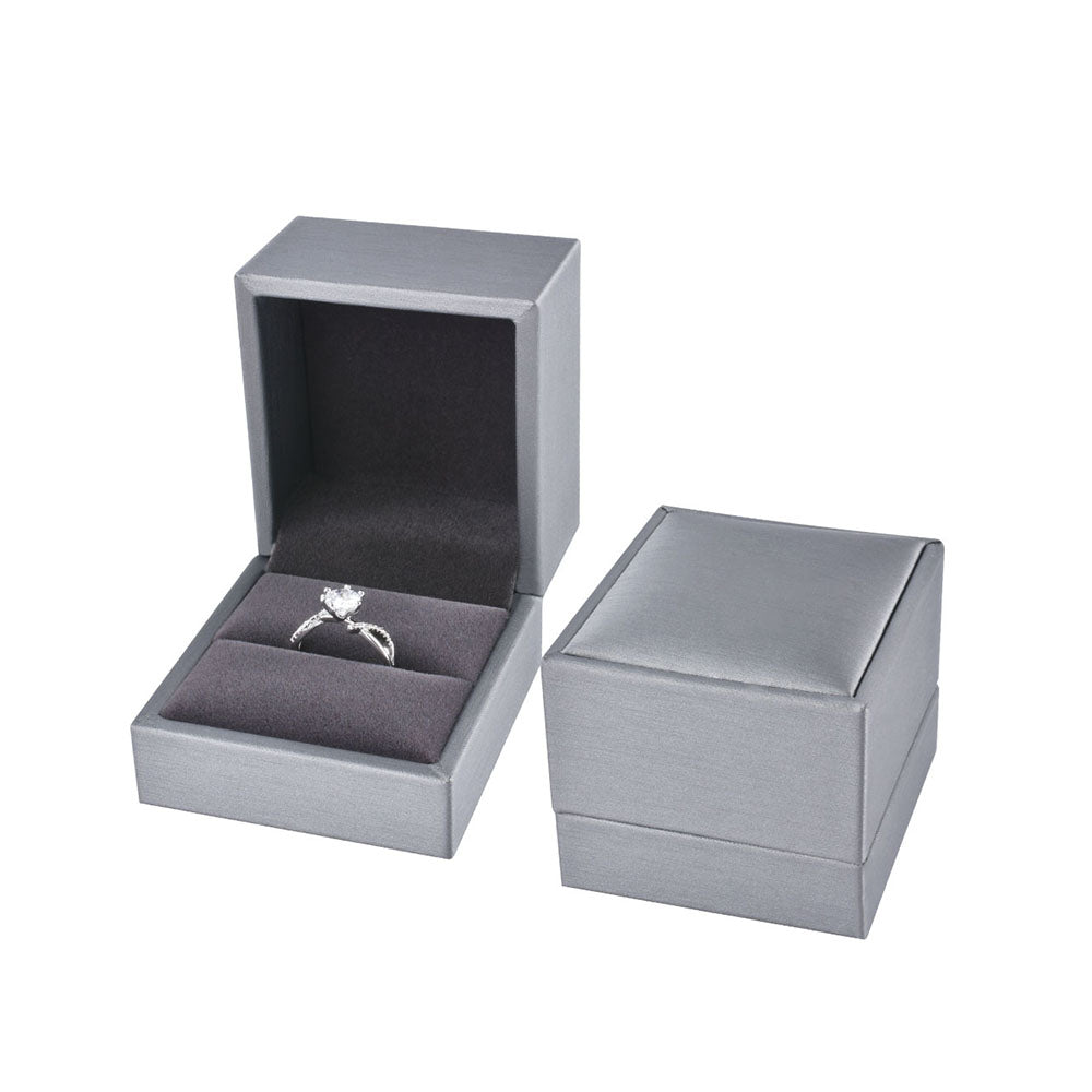 Cajas para anillos cubiertas de PU color champán, precio por 12 unidades