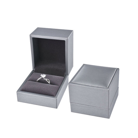 12 Pcs (P06R-GR) Gray PU Ring Boxes