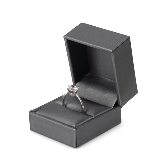24Pcs (PR2-GR) Gray PU Ring Boxes