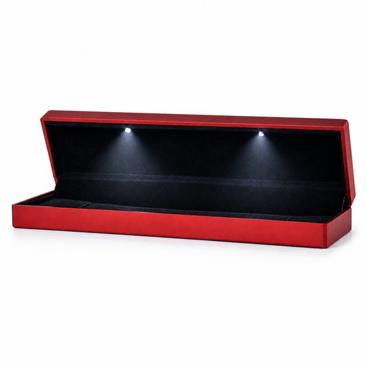 Red lighted bracelet gift box for jewelry counters and special presentations