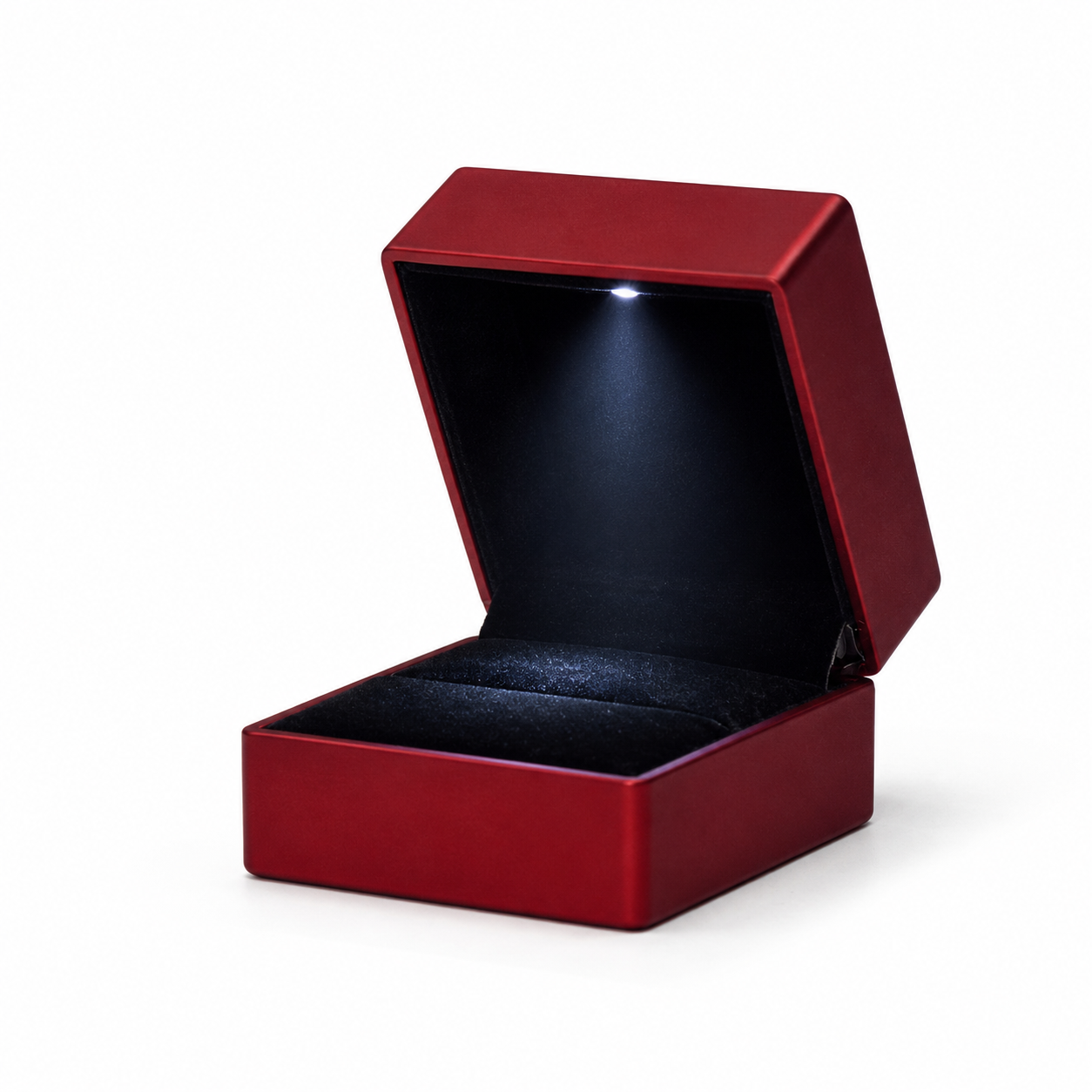 Red Proposal Ring Box with LED Light and Black Velvet Interior – Jeweller Buy