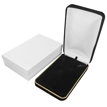 Cajas para anillos de terciopelo negro con borde dorado, precio por 12 piezas