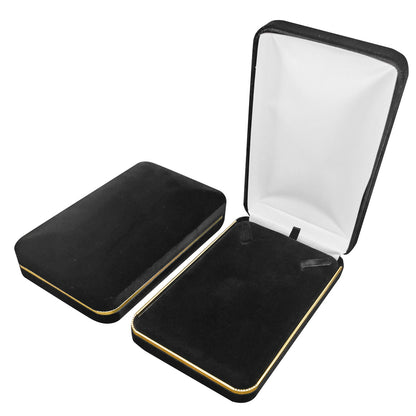 Cajas para anillos de terciopelo negro con borde dorado, precio por 12 piezas