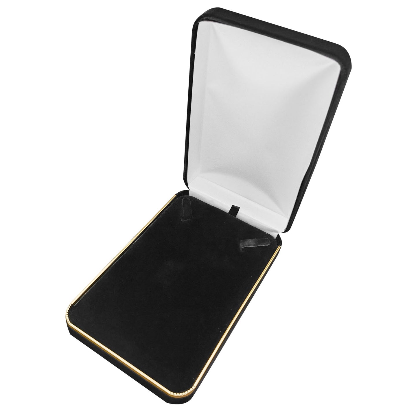 Cajas para anillos de terciopelo negro con borde dorado, precio por 12 piezas