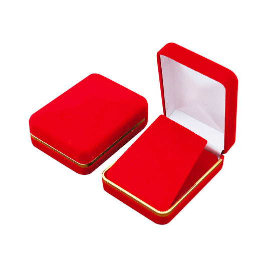 12PCS (SP10-RD) Red Velvet Pendant Earring Boxes With Gold Trim