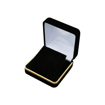 Cajas para anillos de terciopelo negro con borde dorado, precio por 12 piezas