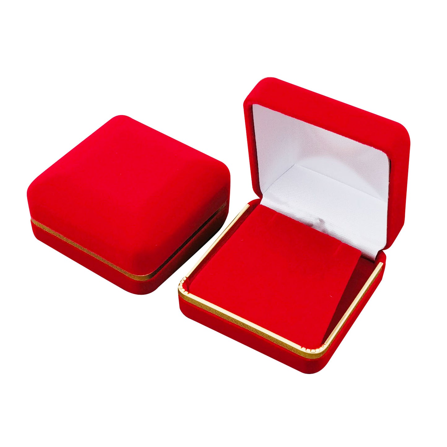 Cajas para anillos de terciopelo negro con borde dorado, precio por 12 piezas