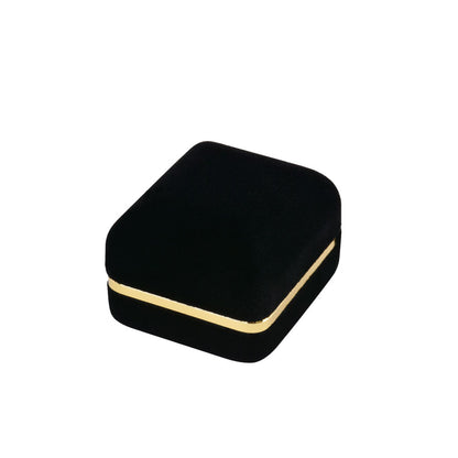 12PCS (SR3-BK) Black Velvet Ring Boxes With Gold Trim