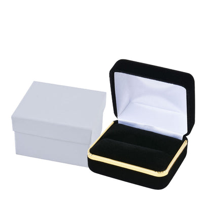 12PCS (SR5-BK) Black Velvet Double Ring Boxes with Gold Trim