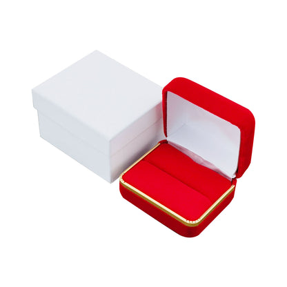 Cajas para anillos dobles de terciopelo negro con borde dorado, precio por 12 piezas