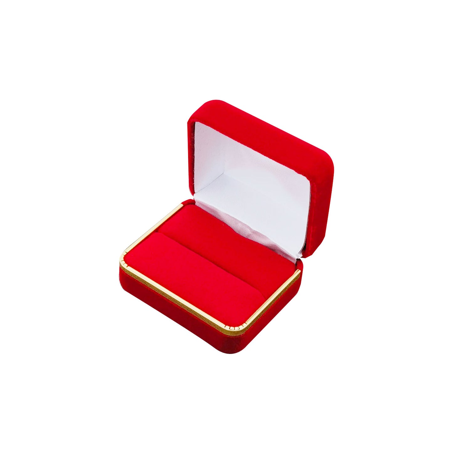 Cajas para anillos dobles de terciopelo negro con borde dorado, precio por 12 piezas
