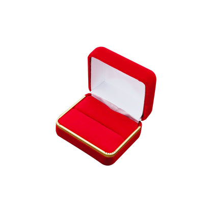 Cajas para anillos dobles de terciopelo negro con borde dorado, precio por 12 piezas