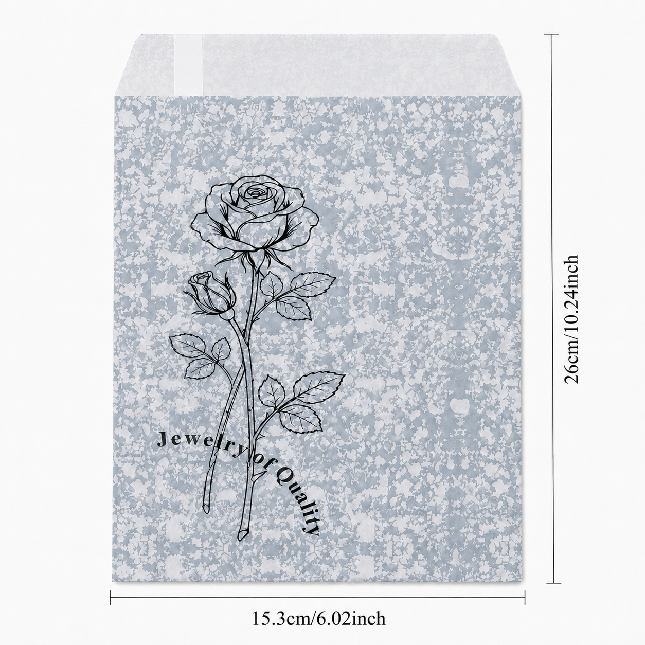 Silver Rose Self-Seal Jewelry Paper Envelopes – 8.5 × 11 in, 100 Pack
