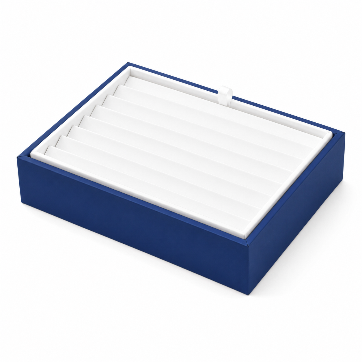 Blue 9-row bracelet organizer tray with white removable insert and 5 cm height