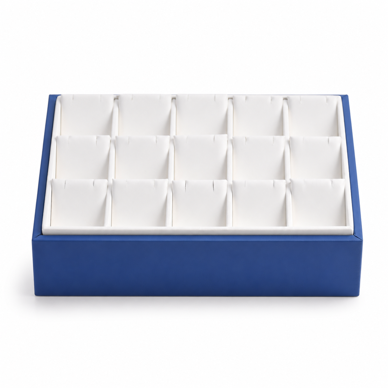 Blue and white earring organizer tray for retail showcase presentation