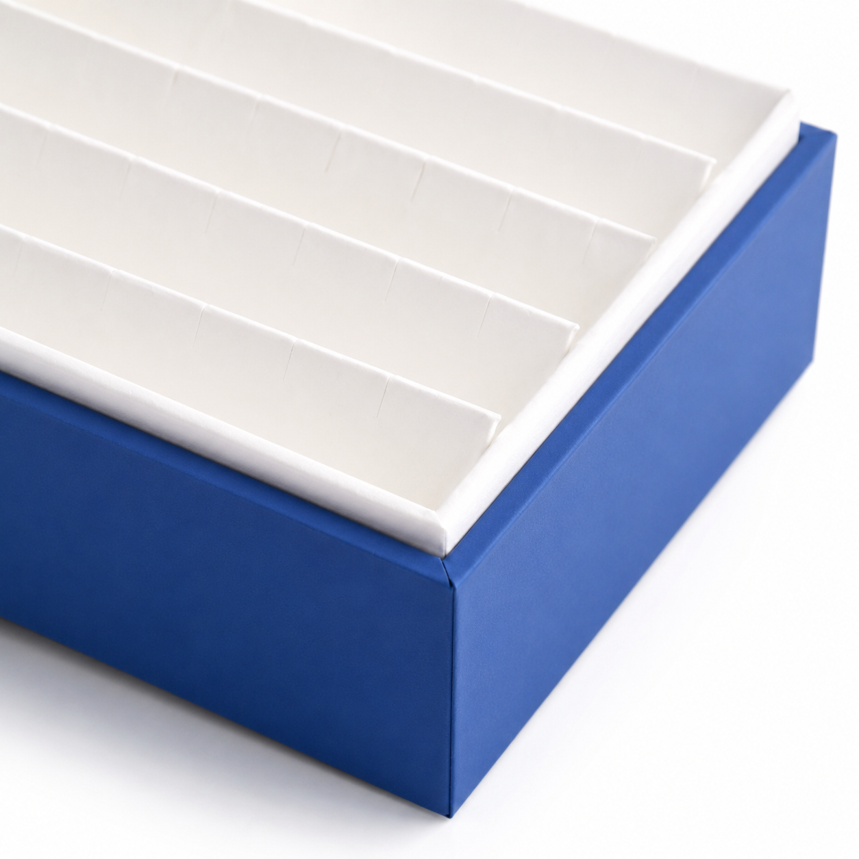 Blue and white earring organizer tray for retail showcases and jewelry counters