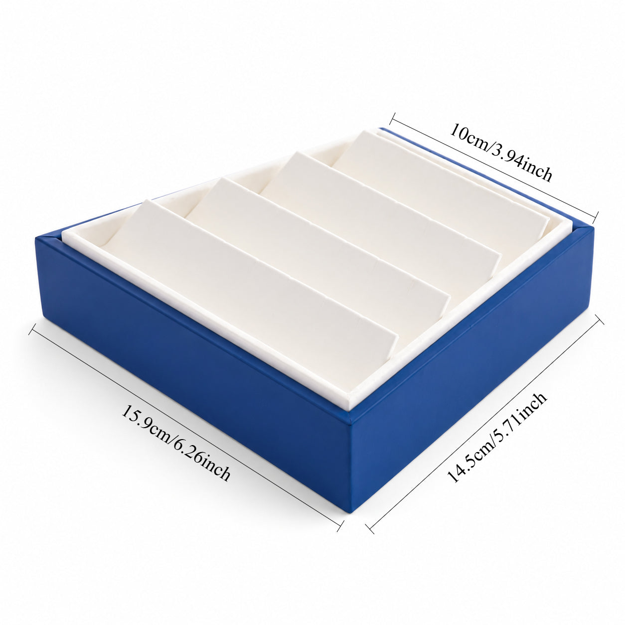 Small slotted earring display tray measuring 15.9 by 14.5 cm