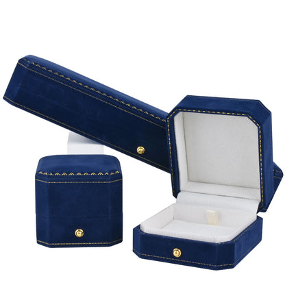Cajas de lujo para anillos cubiertas de terciopelo azul, precio por 12 piezas