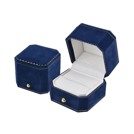 Cajas de lujo para anillos cubiertas de terciopelo azul, precio por 12 piezas