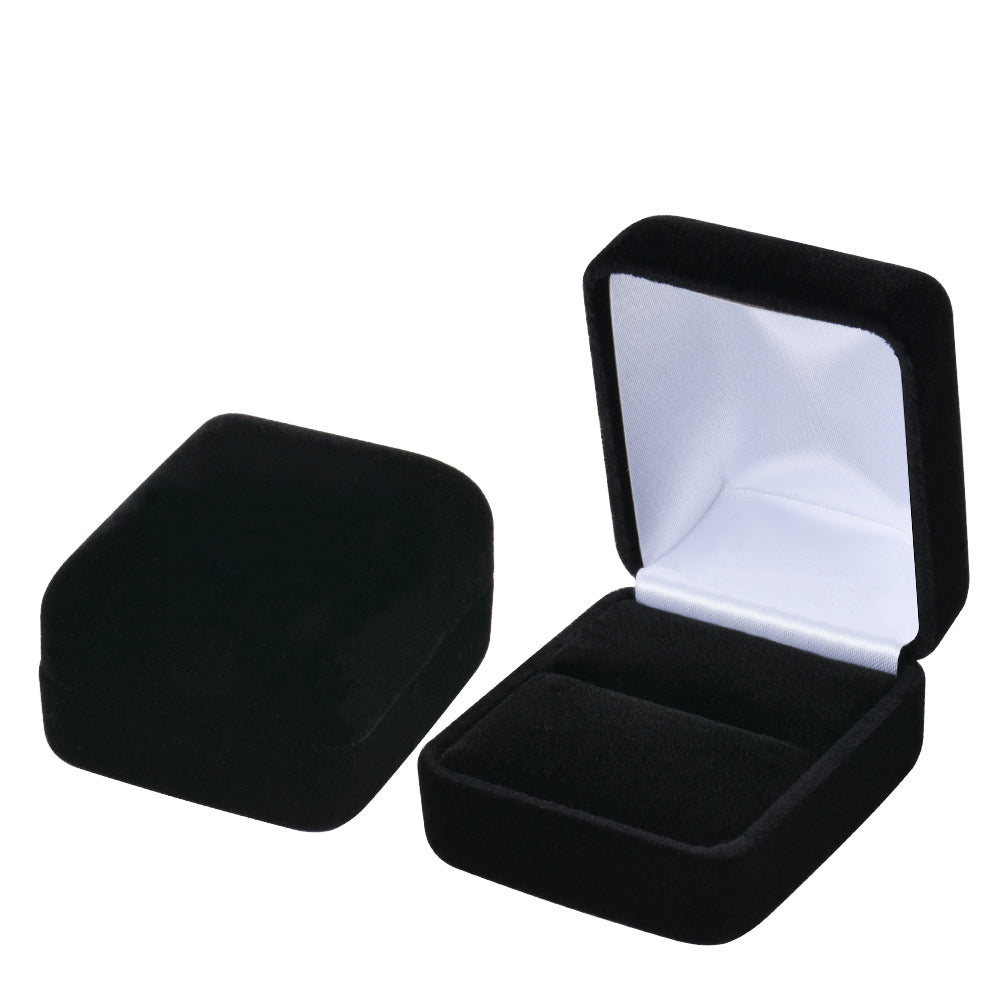 12PCS (YR3-BK) Black Velvet Ring Boxes