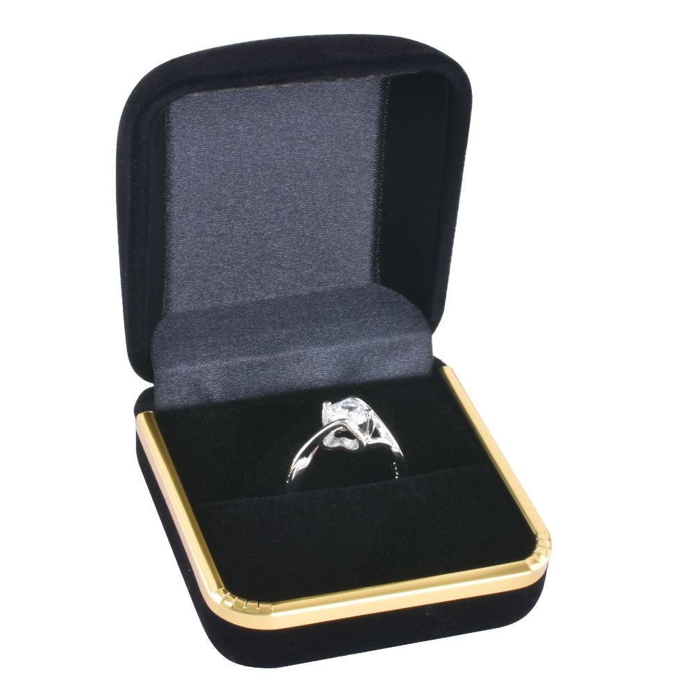 48PCS (F02R-BK) Black Flocking Ring Boxes