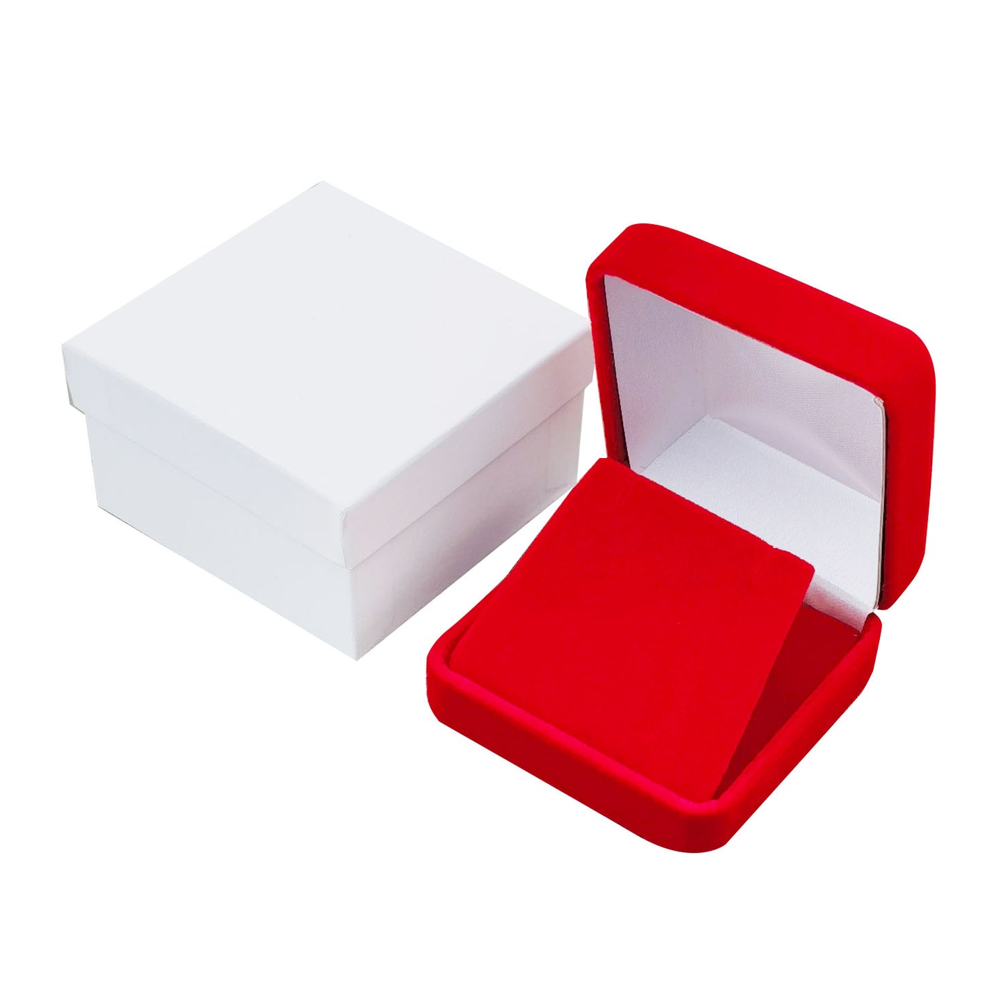 Cajas de terciopelo rojo para collares y pendientes, precio por 12 unidades
