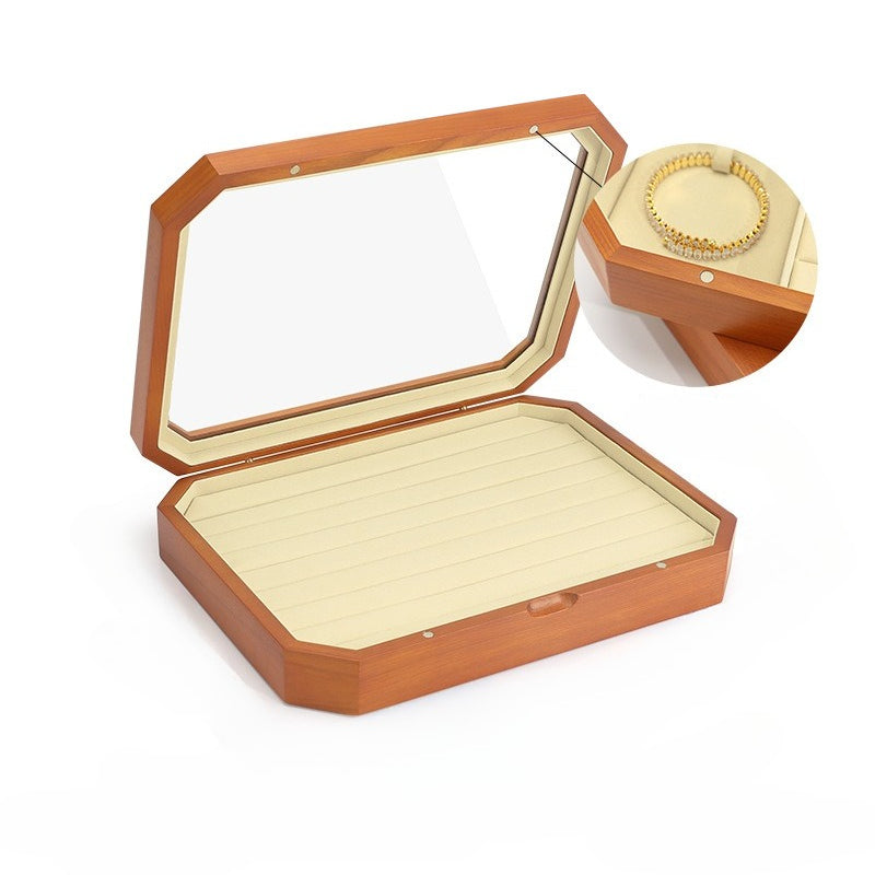 Wooden Magnetic Jewelry Box for Rings, Necklaces & Earrings