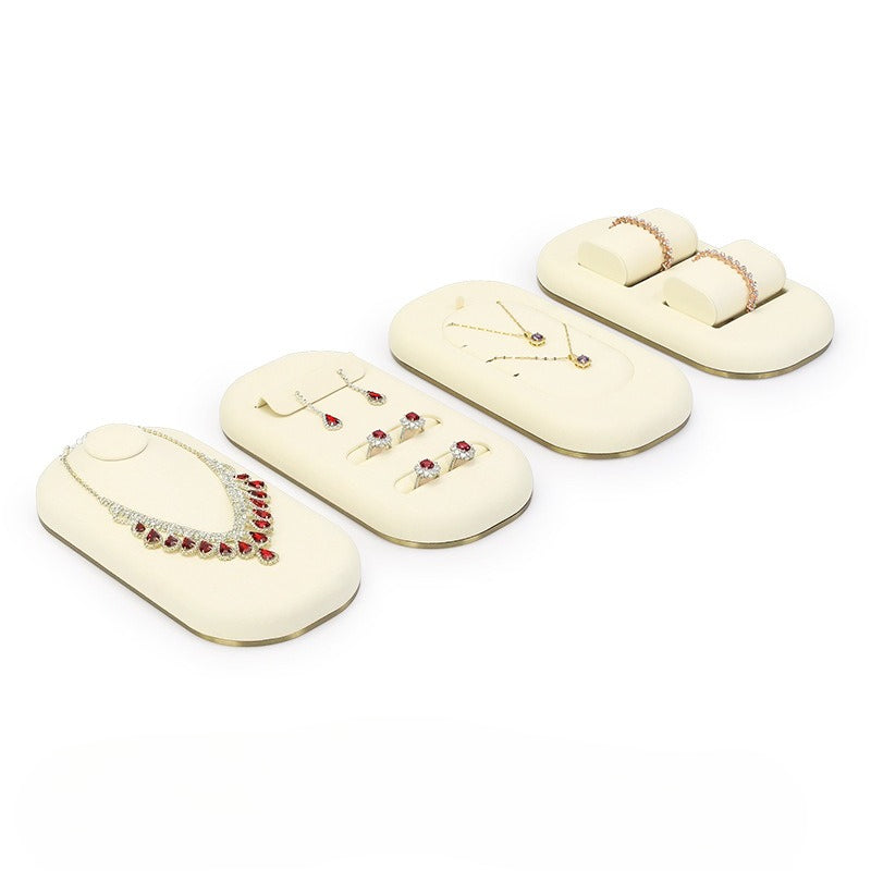 Oval Jewelry Display Tray with Metal Base for Necklaces, Rings & Bracelets