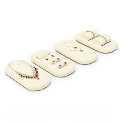 Oval Jewelry Display Tray with Metal Base for Necklaces, Rings & Bracelets
