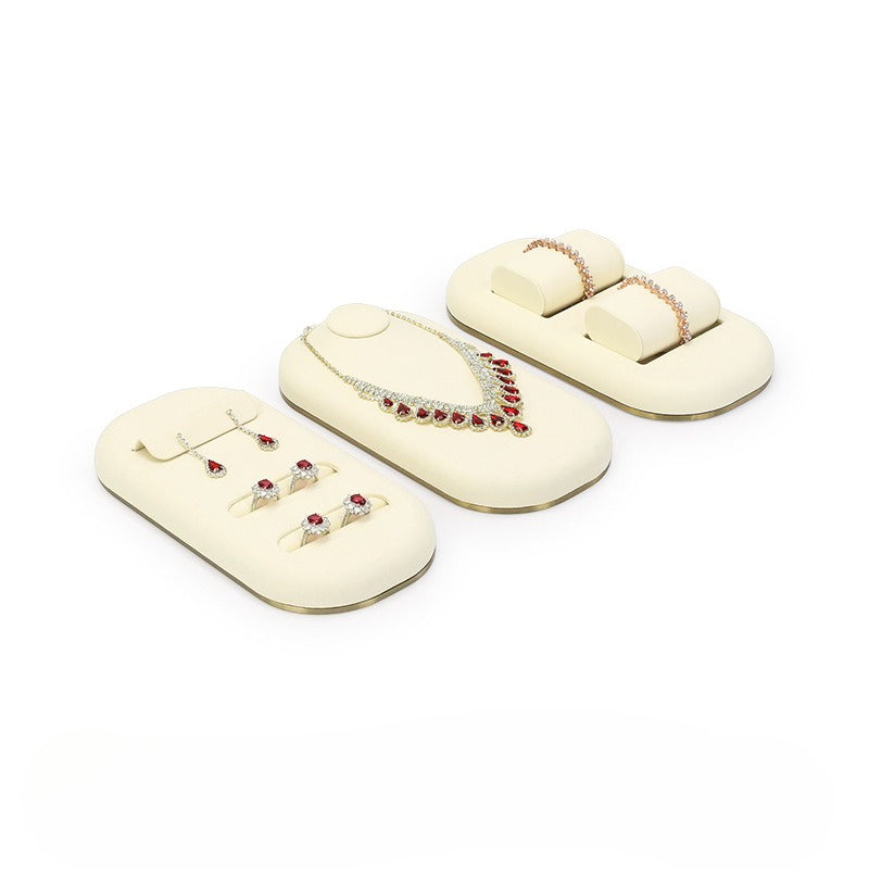 Oval Jewelry Display Tray with Metal Base for Necklaces, Rings & Bracelets