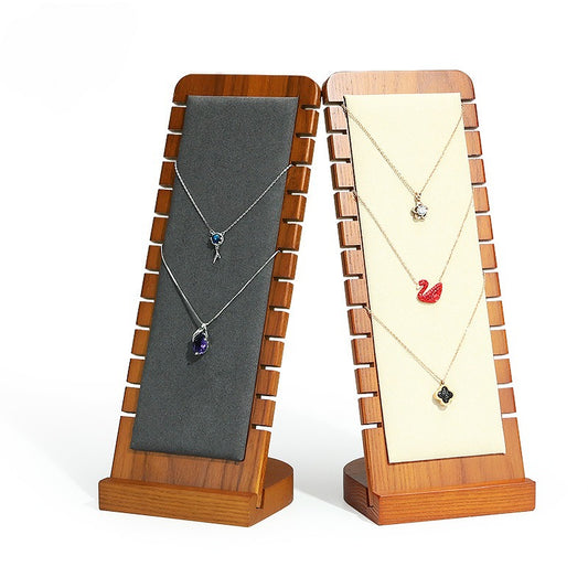 Solid Wood Jewelry Display Stand | Detachable Vertical Necklace & Pendant Organizer Holder