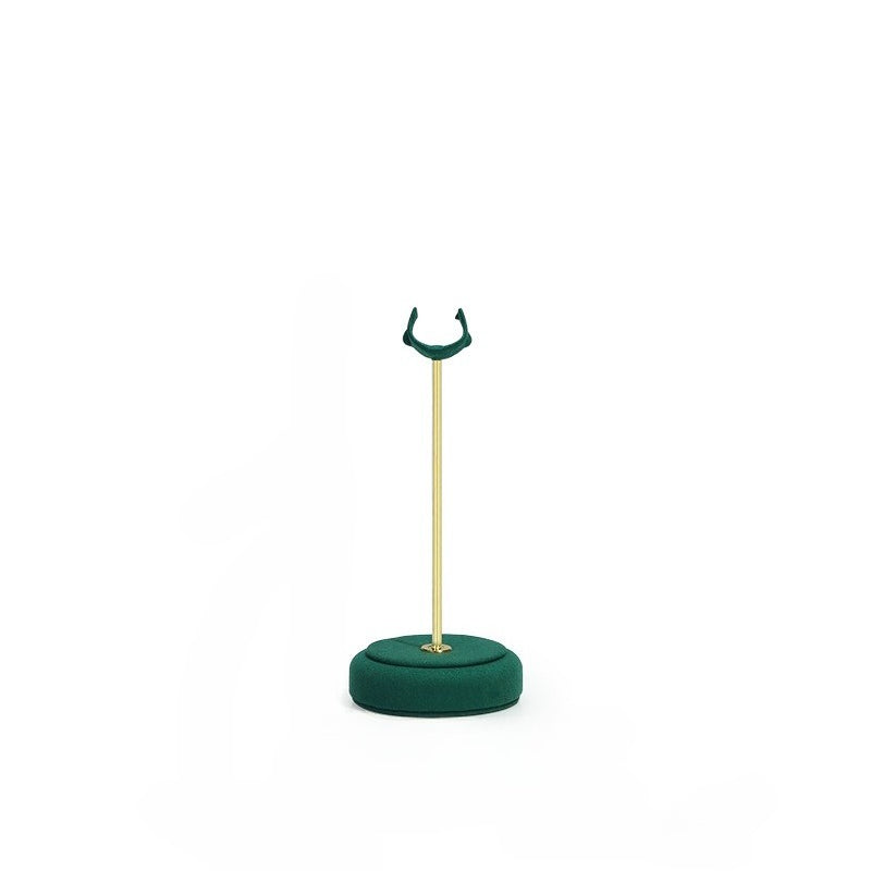 Velvet Ring Display Stand - Tall Gold Metal Base Holder for Engagement & Wedding Rings