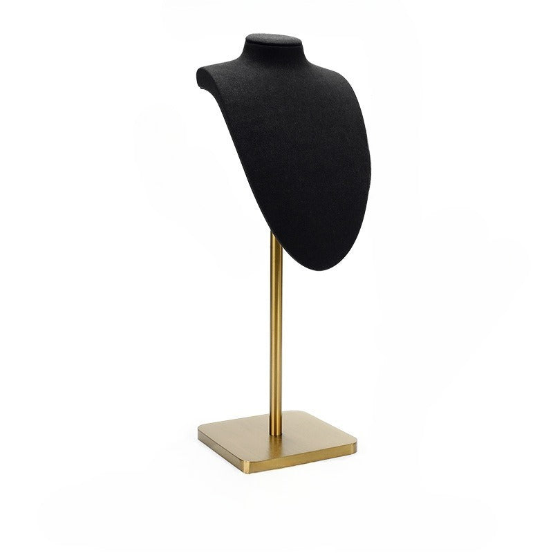 Black Microfiber Jewelry Display Stand, Necklace Pendant & Ring Counter Showcase Prop