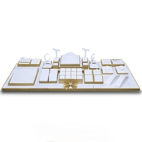 Jewelry Display Set Gold White Necklace Ring Stand