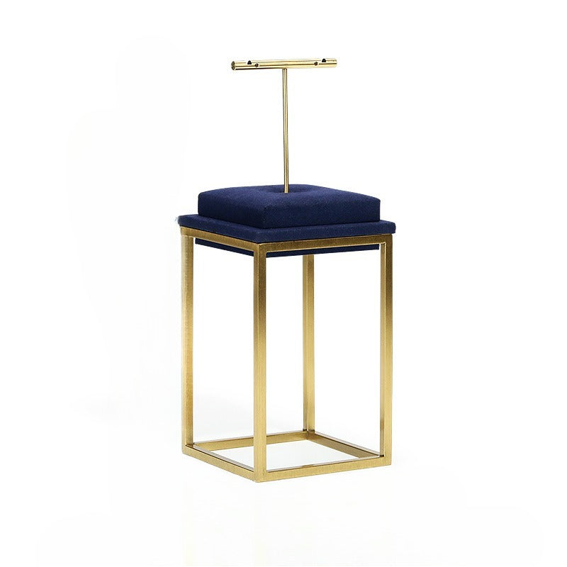 Luxury Gold Curved Jewelry Display Stand - Velvet Necklace Earring Ring Rack