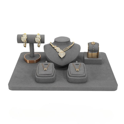 Grey Microfiber Human Bust Jewelry Display Stand, Luxury Necklace & Ring Display Prop