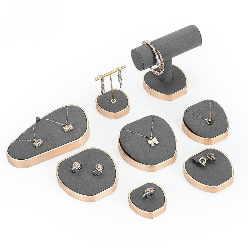 Gray Microfiber Jewelry Display Stand for Necklaces & Rings