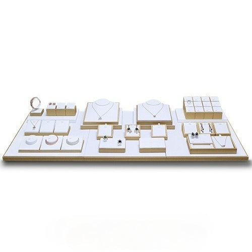 Jewelry Display Set Gold White Necklace Ring Stand