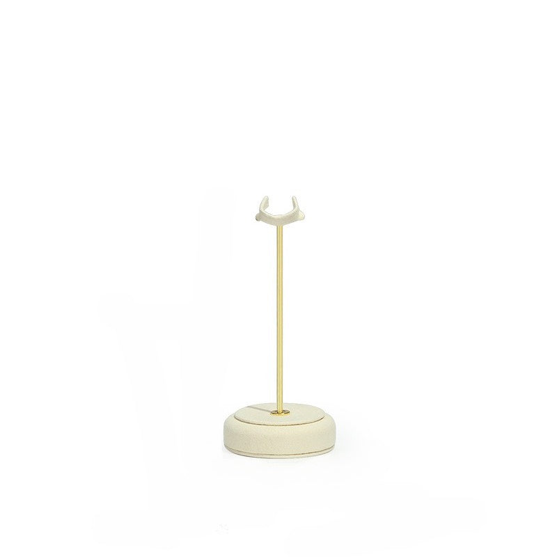 Velvet Ring Display Stand - Tall Gold Metal Base Holder for Engagement & Wedding Rings
