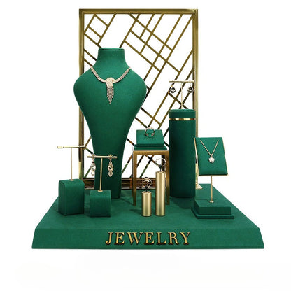 Green Microfiber Jewelry Display for Necklaces Rings Earrings