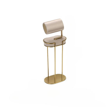 Beige Velvet Jewelry Display Set with Gold Metal Base - Complete Stand for Necklaces, Earrings, Rings & Bracelets